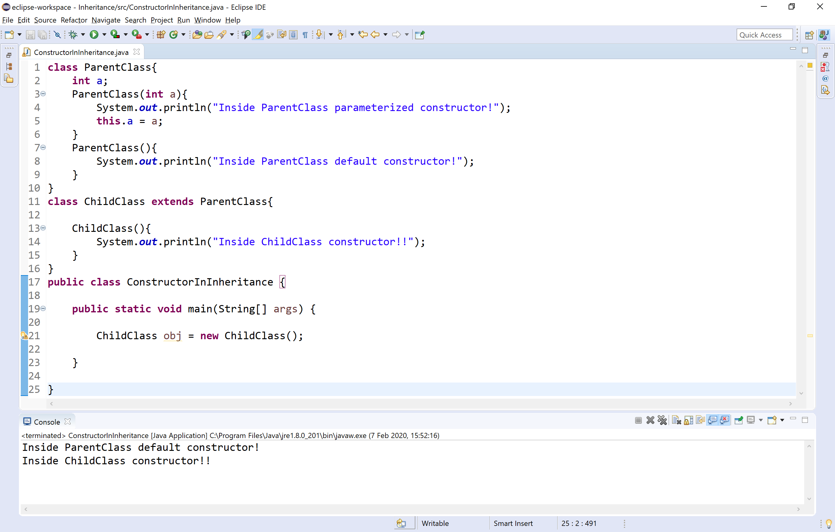 java constructor two parameters