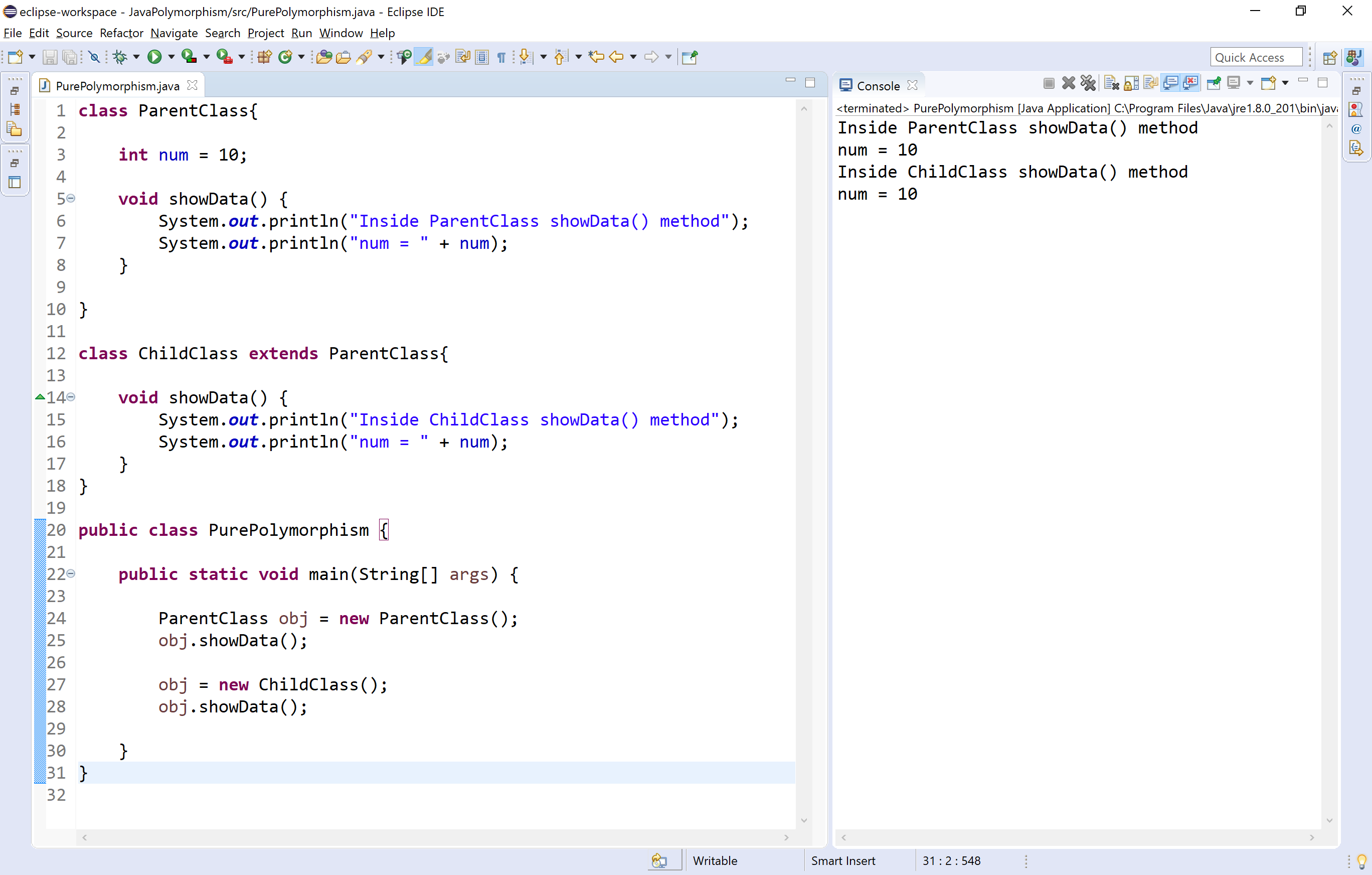 polymorphism java real time example using interface