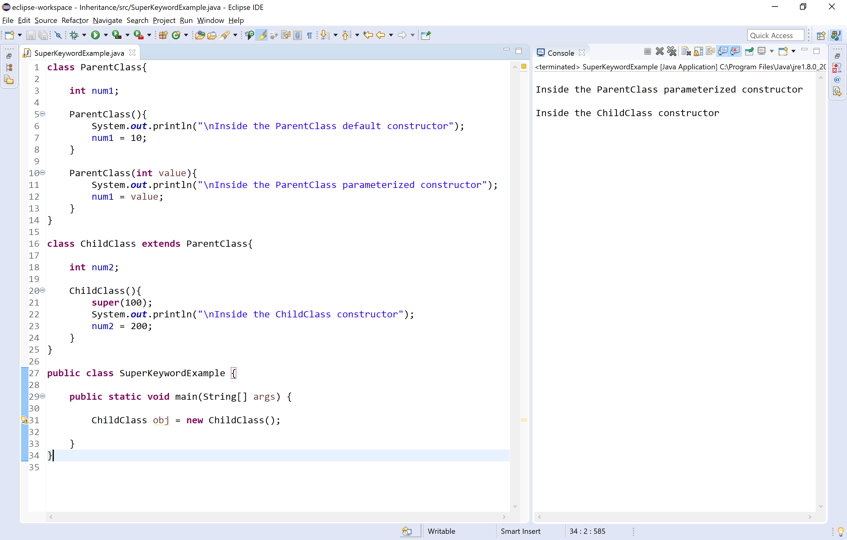 java constructor with parameters example